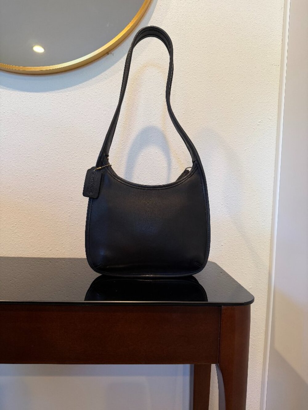 Vintage 1997 Coach 9020 Ergo Mini Leather Shoulder Hobo Bag in Ink Dust Bag Rare